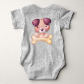 骨のある子犬 ベビーボディスーツ (裏面)