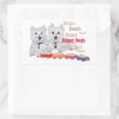 骨のある幸せな犬 長方形シール (バッグ)