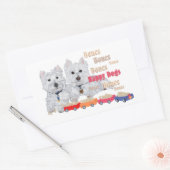 骨のある幸せな犬 長方形シール (封筒)