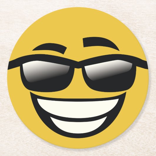 骨のカッコいいの人Emojiへの悪い状態 ラウンドペーパーコースター (正面)