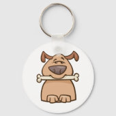 骨のキーチェーンを持つ茶色の犬 キーホルダー (正面)