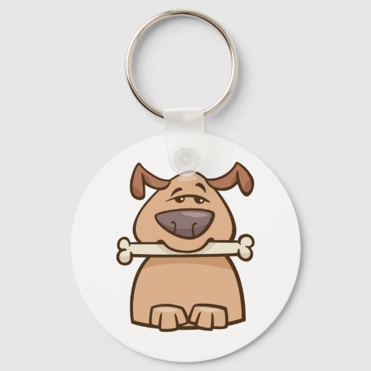 骨のキーチェーンを持つ茶色の犬 キーホルダー (裏面)