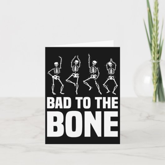 骨のスケルトンに面白いハロウィーンのスケルトン カード (正面)