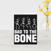 骨のスケルトンに面白いハロウィーンのスケルトン カード (黄色い花)