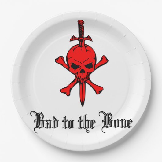 骨のハロウィーンに悪い ペーパープレート (正面)