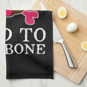 骨の子鹿のパグおよび骨が交差した図形への悪い状態 キッチンタオル (四つ折り)