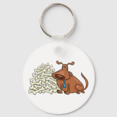 骨の山を積んだ黒犬かわいいペット キーホルダー (裏面)