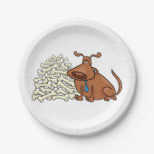 骨の山を積んだ黒犬かわいいペット ペーパープレート (正面)