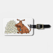 骨の山を積んだ黒犬かわいいペット ラゲッジタグ (正面横)