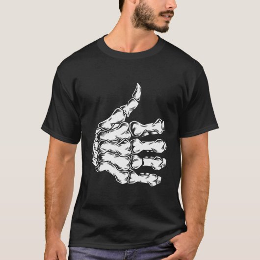 骨の手おもしろいのスケルトン皮肉なジョークをサミング Tシャツ (正面)
