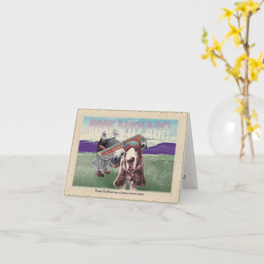 骨の旅行!: バセット犬旅行挨拶 カード (黄色い花)