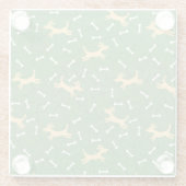 骨の背景を持つ幸運な犬 ガラスコースター (裏面)