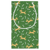 骨の背景を持つ幸運な犬 スモールペーパーバッグ (裏面)