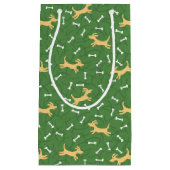 骨の背景を持つ幸運な犬 スモールペーパーバッグ (正面)