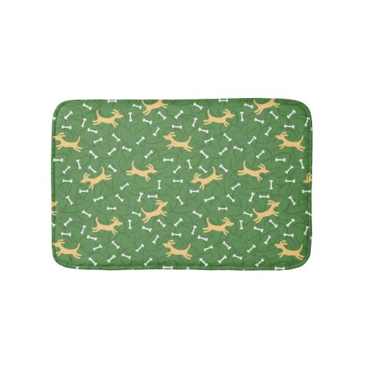 骨の背景を持つ幸運な犬 バスマット (正面)