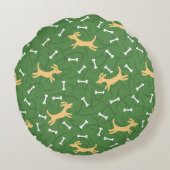 骨の背景を持つ幸運な犬 ラウンドクッション (裏面)