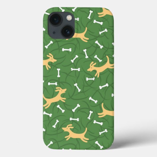 骨の背景を持つ幸運な犬 Case-Mate iPhoneケース (裏面)