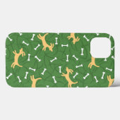 骨の背景を持つ幸運な犬 Case-Mate iPhoneケース (裏面 (横))