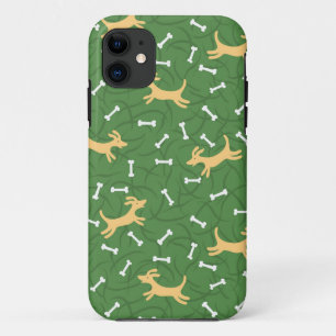 骨の背景を持つ幸運な犬 iPhone 11 ケース