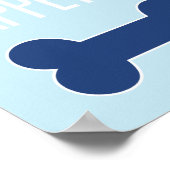 骨の食欲子犬の誕生日パーティサインブルー ポスター (角)