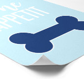 骨の食欲子犬の誕生日パーティサインブルー ポスター (角)