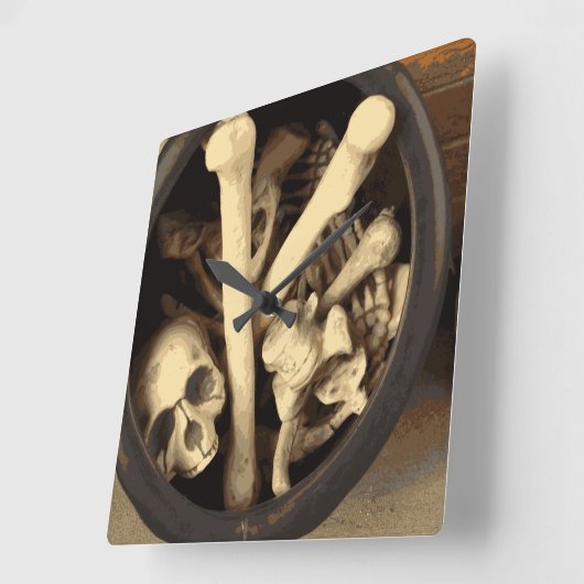 骨のCaldron スクエア壁時計 (傾斜)