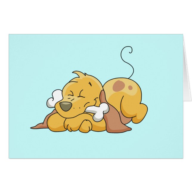 骨のTシャツおよびギフトを持つ幸せな犬 (正面横)