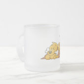 骨のTシャツおよびギフトを持つ幸せな犬 フロストグラスマグカップ (正面左)