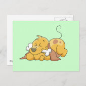 骨のTシャツおよびギフトを持つ幸せな犬 ポストカード (正面/裏面)