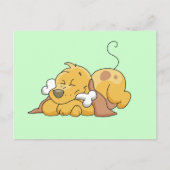 骨のTシャツおよびギフトを持つ幸せな犬 ポストカード (正面)