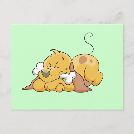 骨のTシャツおよびギフトを持つ幸せな犬 ポストカード (正面)