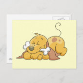 骨のTシャツおよびギフトを持つ幸せな犬 ポストカード (正面/裏面)