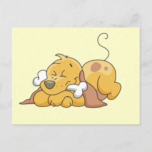 骨のTシャツおよびギフトを持つ幸せな犬 ポストカード (正面)