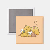 骨のTシャツおよびギフトを持つ幸せな犬 マグネット (正面/裏面)