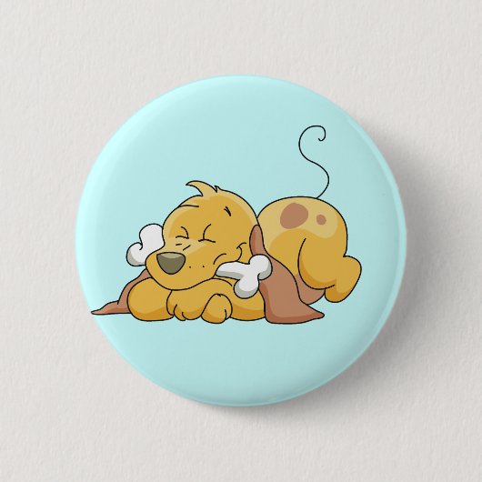 骨のTシャツおよびギフトを持つ幸せな犬 缶バッジ (正面)