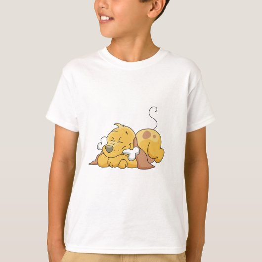 骨のTシャツおよびギフトを持つ幸せな犬 Tシャツ (正面)