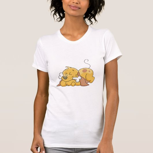 骨のTシャツおよびギフトを持つ幸せな犬 Tシャツ (正面)