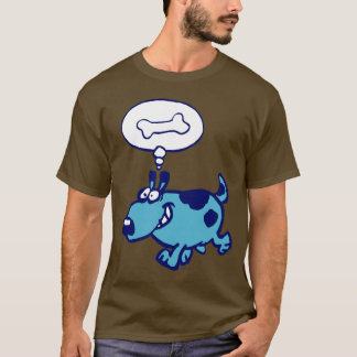 骨のTシャツの青い犬の漫画の考えること Tシャツ