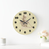 骨ばった手で顎を休める幸せな骸骨 ラージ壁時計 (ホーム)