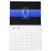 骨までの細い青い線 カレンダー (1月 2027)