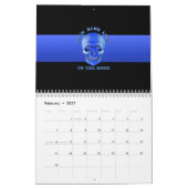 骨までの細い青い線 カレンダー (2月 2027)