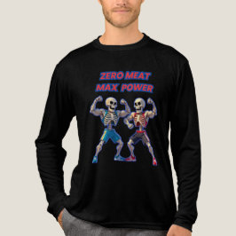 骨まで強靭 – 笑えるスケルトンのマッスルデザイン トライブレンドTシャツ