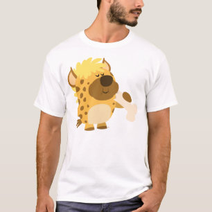 骨を押しつぶしているかわいい漫画のハイエナはTシャツをからかいます Tシャツ