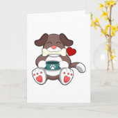 骨を持った犬 カード (黄色い花)