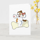 骨を持った犬 カード (黄色い花)