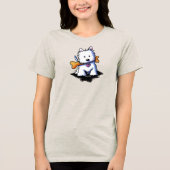 骨を持つウエストハイランドホワイトテリア キニ・アート トライブレンドTシャツ (正面)