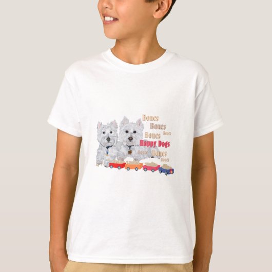 骨を持つ幸せな犬 Tシャツ (正面)