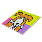 骨を持つ犬の抽象アート タイル (側面)