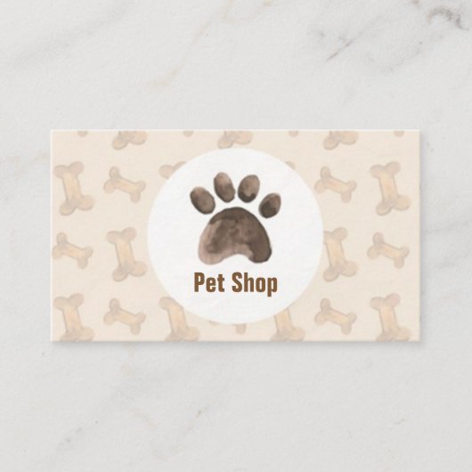骨を搭載する水彩画ペット店のエレガントなカード 名刺 (正面)