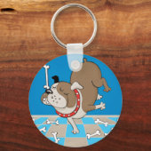 骨を釣る犬 キーホルダー (正面)